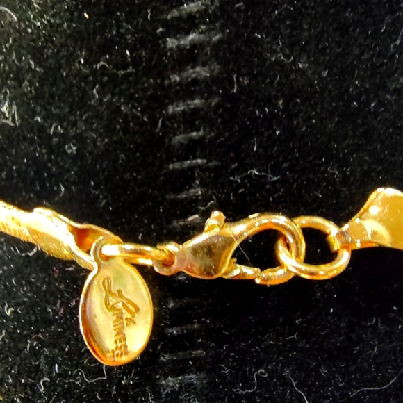 Gold Tone Bow Necklace by Luminess with faux pearl drop - Picture 5 of 7